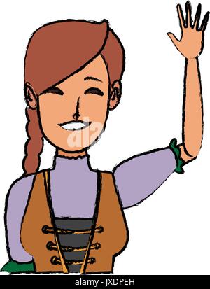 Portrait happy swiss woman waving hand Illustration de Vecteur