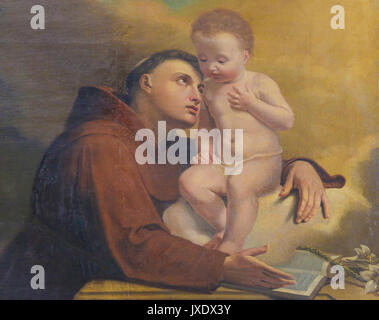 Tableau représentant Saint Antoine de Padoue dans la Cathédrale de San Vigilio à Trento, Trentino, en Italie Banque D'Images