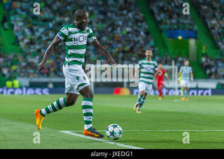 Lisbonne, Portugal. Août 15, 2017. Sporting de l'avant à partir de la Côte d'Ivoire Seydou Doumbia (88) en action pendant le match Sporting CP v FC Steaua Bucuresti Crédit : Alexandre Sousa/Alamy Live News Banque D'Images