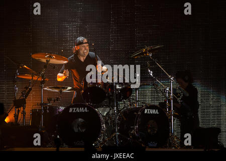 Vancouver, Canada. 14Th Aug 2017. Le groupe de heavy metal américain Metallica effectuer pendant leur 'WorldWired' tour au BC Place Stadium à Vancouver, BC, CANADA. Crédit : Jamie Taylor/Alamy Live News. Banque D'Images