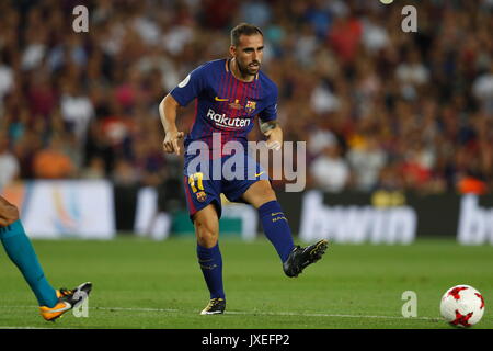 Paco Alcacer do (Barcelone), le 13 août 2017 - Football / Soccer : Espagnol 'Super Copa de Espana' match entre FC Barcelona 1-3 Real Madrid CF au Camp Nou à Barcelone, Espagne. (Photo de Mutsu Kawamori/AFLO) [3604] Banque D'Images