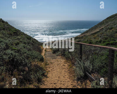 Marche à travers les dunes avec une vue incroyable sur la mer Banque D'Images