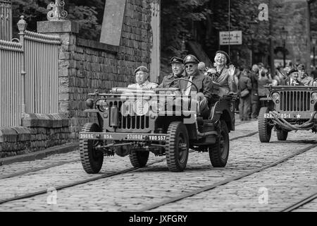 1940 Événement, tramway, Musée National Crich, Août 2017 Banque D'Images