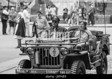 1940 Événement, tramway, Musée National Crich, Août 2017 Banque D'Images