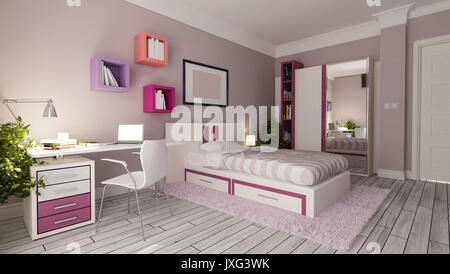 Teen girl idée bedroom interior design Banque D'Images