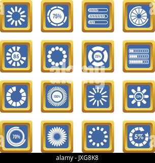 Les barres de chargement et les préchargeurs icons set blue Illustration de Vecteur