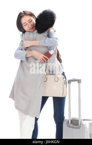 Mère et fille embrasser Banque D'Images