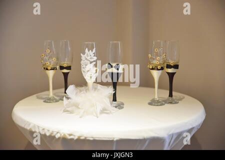 Verres de champagne modalités de réception de mariage Banque D'Images