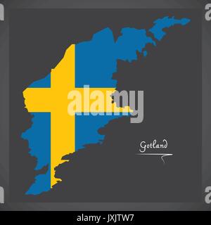 Carte de la Suède Gotland avec drapeau national suédois illustration Illustration de Vecteur