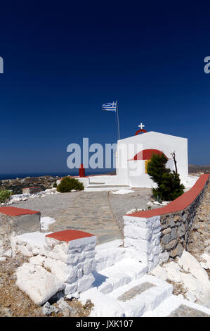 Profitis Ilias ou prophète Elie église suite à Panteli Château, Leros, Dodécanèse, Grèce. Banque D'Images