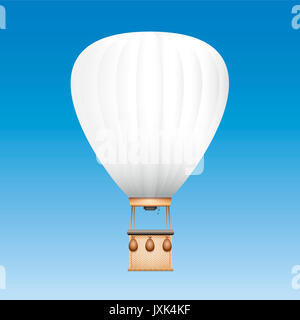 Ballon captif avec surface blanche pour être utilisé comme espace publicitaire pour les textes, les images ou le logo de votre entreprise - illustration sur fond de ciel bleu. Banque D'Images