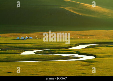 Hulun Buir paysage de prairies de la Mongolie intérieure Banque D'Images