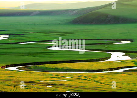 Hulun Buir paysage de prairies de la Mongolie intérieure Banque D'Images