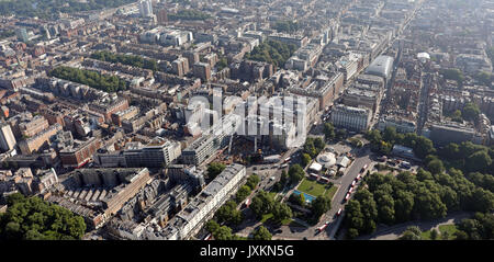 Vue aérienne d'Oxford Street et de Marble Arch Speakers Corner, Londres W2 Banque D'Images