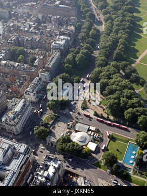 Vue aérienne à bas du Park Lane, Mayfair, London, UK Banque D'Images