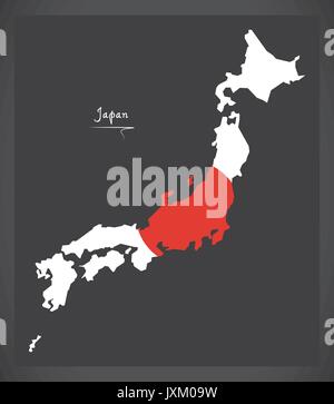Carte du Japon avec le drapeau national japonais illustration Illustration de Vecteur