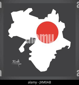 Carte de Kinki Japon avec drapeau national japonais illustration Illustration de Vecteur