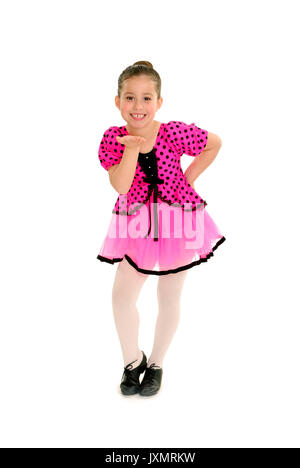 Un Sassy Girl Danseur de claquettes en costume rose Banque D'Images