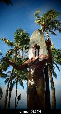 La Statue de Duke Kahanamoku Waikiki, Hawaii Banque D'Images