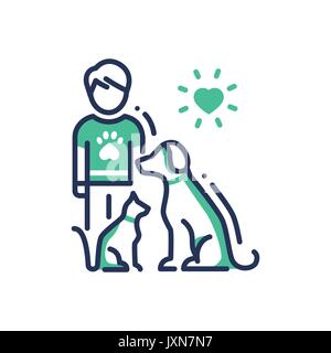 Aider les animaux - vecteur moderne design ligne seule icône. Illustration de Vecteur