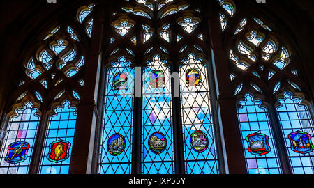 Vitrail Goldman Law Library Université de Yale New Haven dans le Connecticut. Achevé en 1931 et les très grandes bibliothèques de droit. Banque D'Images