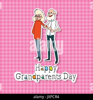 Heureux grands-parents Day Greeting Card bannière colorée de style Pop Art Illustration de Vecteur