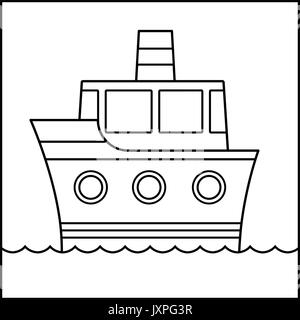 Cartoon Aperçu de la conception des navires Les croisières sur l'eau convient pour colorier pour les enfants, noir et blanc vector illustration Illustration de Vecteur