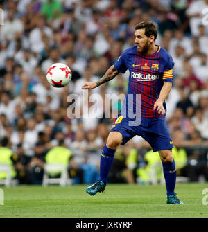 Madrid, Espagne. Août 16, 2017. 10 Leo Messi (FC Barcelone) au cours de la deuxième étape de la Super Coupe d'Espagne match de football entre le Real Madrid et Barcelone au Santiago Bernabeu à Madrid, mercredi 16 août, 2017. Gtres más información : crédit en ligne Comuniación,S.L./Alamy Live News Banque D'Images