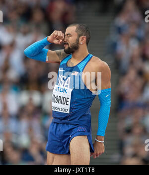 Londres, Grossbritannien. 13e Août 2017. Bryan MCBRIDE, USA, Gestik, geste, Finale Hochsprung der Maenner, am 13.08.2017 Leichtathletik Weltmeisterschaft 2017 à Londres/ Grossbritannien, vom 04.08. - 13.08.2017. | Verwendung weltweit Credit : dpa/Alamy Live News Banque D'Images