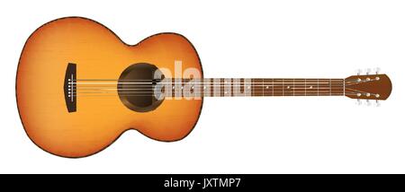 Guitare acoustique sur un fond blanc Illustration de Vecteur