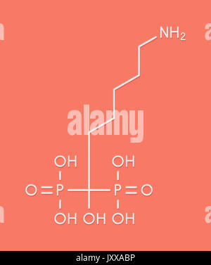 Neridronic molécule pharmaceutique acide. Utilisé pour le traitement de l'ostéogenèse imparfaite et la maladie de Paget des os. Formule topologique. Banque D'Images