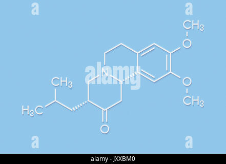 Tetrabenazine trouble hyperkinétique molécule pharmaceutique. Formule topologique. Banque D'Images