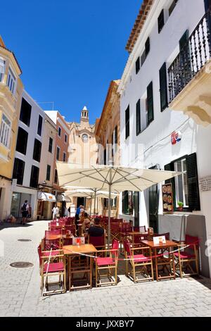 Street Cafe Restaurant restaurants Ciutadella menorca Minorque Banque D'Images