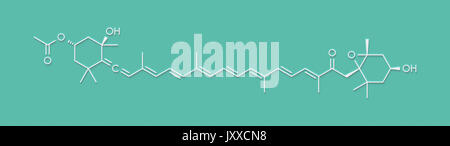 La fucoxanthine algues brunes, molécule de pigment. Certains des ingrédients de suppléments alimentaires. Formule topologique. Banque D'Images