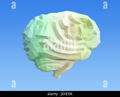 Vue latérale du cerveau poly faible modèle. Concept pour l'intelligence artificielle. Le rendu 3D image. Banque D'Images