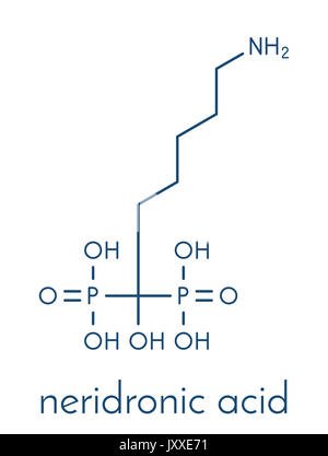 Neridronic molécule pharmaceutique acide. Utilisé pour le traitement de l'ostéogenèse imparfaite et la maladie de Paget des os. Formule topologique. Banque D'Images