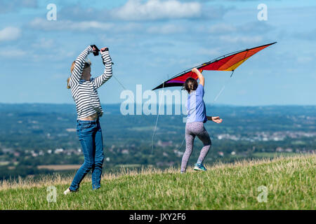 Des cerfs-volants sur les South Downs près de Brighton Banque D'Images