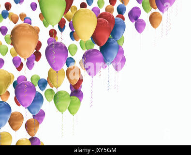 Un groupe de ballons colorés isolé sur fond blanc Banque D'Images