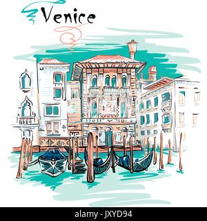 Palais sur le Grand Canal à Venise, Italie Illustration de Vecteur