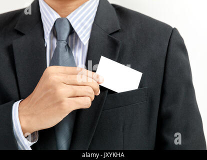 Businessman showing carte vide blanc Banque D'Images