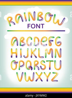 Lettres alphabet coloré drôle. Le style de police, modèle de conception vectorielle des éléments de votre demande ou l'identité de l'entreprise. Dessin à la main couleurs arc-en-lettres Illustration de Vecteur