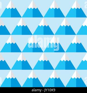 Bleu motif géométrique homogène avec des montagnes en arrière-plan hiver - texture répétitive vecteur avec des montagnes - télévision design, style retro Illustration de Vecteur