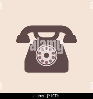 Vintage simple téléphone. Le service client, contactez-nous, support client concept. Vector illustration d'un téléphone rétro. Ancienne icône de téléphone. Vector Illustration de Vecteur