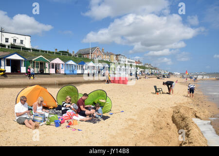 Cabines de plage, Southwold, Suffolk, uk Août 2017 Banque D'Images