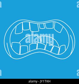 Bouche ouverte avec dents de travers, l'icône de style contour Illustration de Vecteur