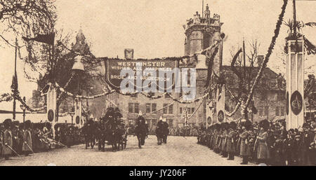 1923 Début de la procession du chariot à l'abbaye de Westminster pour le mariage du duc de York (futur roi George VI) à Lady Elizabeth Bowes Lyon Banque D'Images