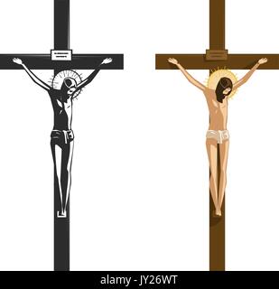 La crucifixion de Jésus Christ. La religion, le christianisme symbole. Vector illustration Illustration de Vecteur