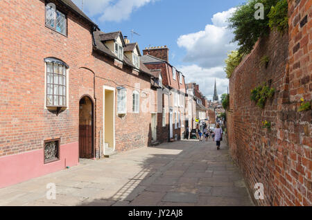 Vieux chalets à Claremont Hill, Shrewsbury, la ville de marché de Shropshire. Banque D'Images