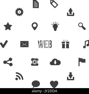 Le noir et blanc web icons en rond Illustration de Vecteur