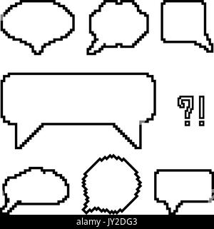 Ensemble de pixel blanc contours Speech bubbles Illustration de Vecteur